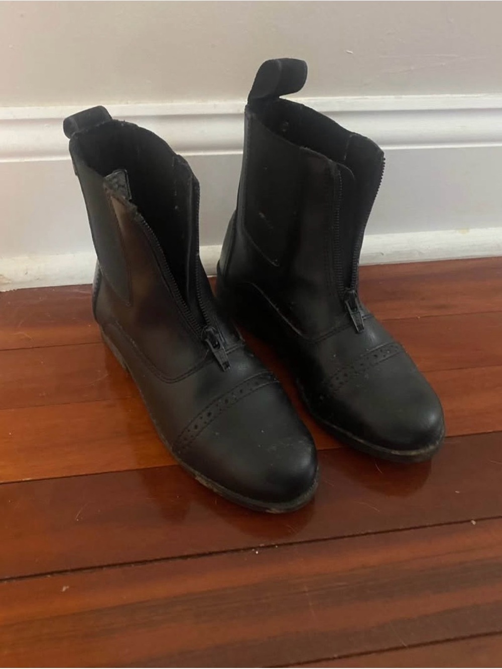 Black Zip Front Riding Boots - Picture 2 of 2